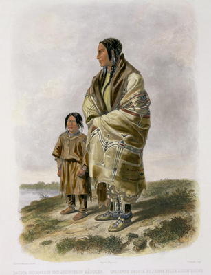 Dacota Woman and Assiniboin Girl, plate 9 from volume 2 of `Travels in the Interior of North America a Karl Bodmer