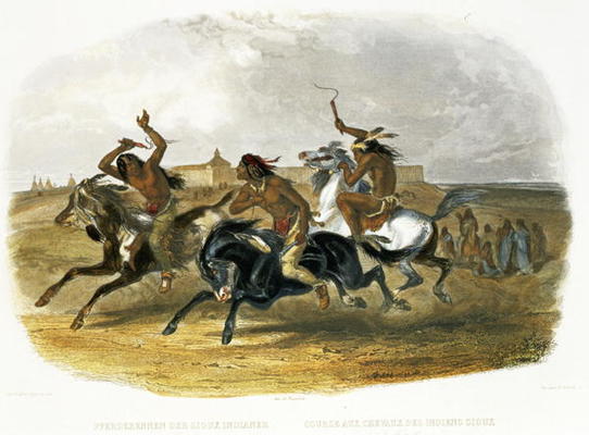 Horse Racing of Sioux Indians near Fort Pierre, plate 30 from Volume 1 of 'Travels in the Interior o a Karl Bodmer