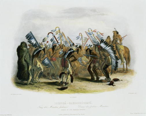Ischoha-Kakoschochata, Dance of the Mandan Indians, plate 25 from volume 1 of `Travels in the Interi a Karl Bodmer
