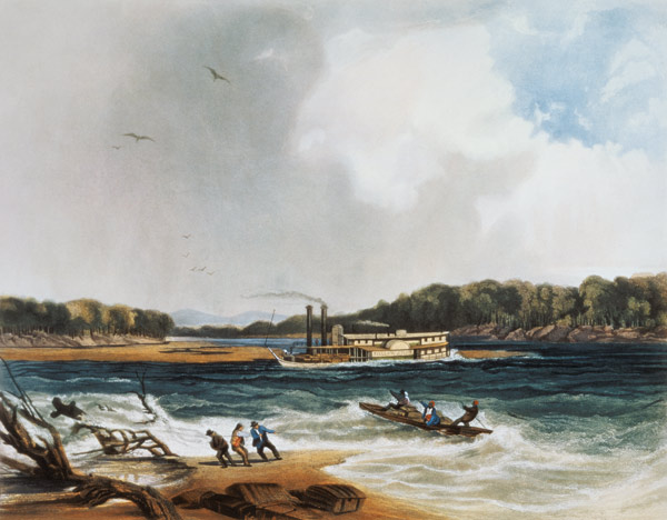 The Steamer Yellow-Stone on the 19th April 1833, plate 4 from volume 2 of `Travels in the Interior o a Karl Bodmer