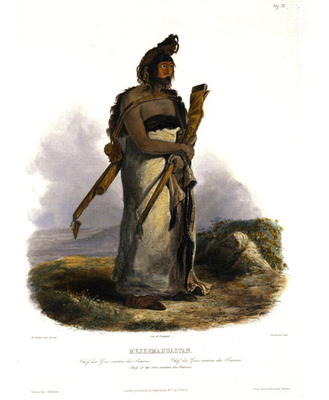Mexkemahuastan, Chief of the Gros-Ventres of the Prairies, plate 20 from Volume 1 of 'Travels in the a Karl Bodmer