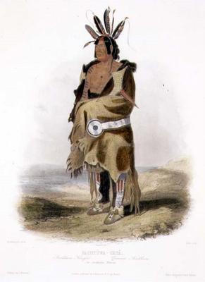 Pachtuwa-Chta, an Arrikkara Warrior, plate 27 from Volume 1 of 'Travels in the Interior of North Ame a Karl Bodmer