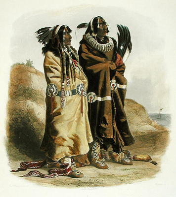 Sih-Chida and Mahchsi-Karehde, Mandan Indians, plate 20 from Volume 2 of 'Travels in the Interior of a Karl Bodmer