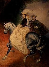 Portrait J.I. Mjussora and E.Mjussar to horse a Karl Pavlovich Bryullov