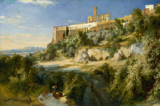 Look on Assisi. a Karl Eduard Ferdinand Blechen