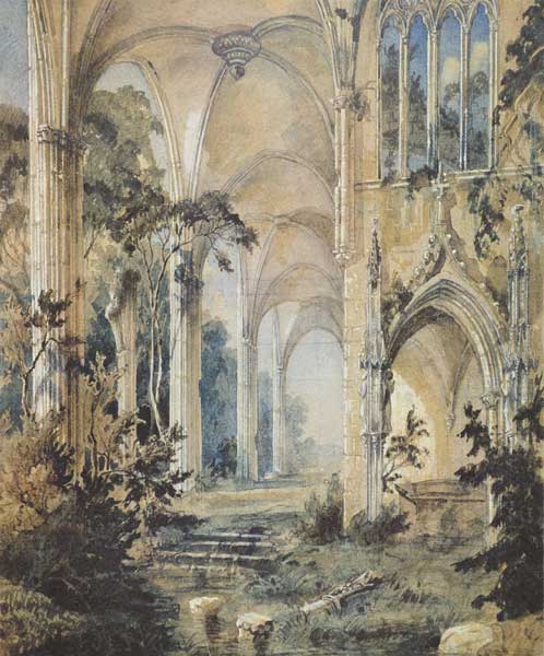 Gothic Church ruin - Karl Eduard Ferdinand Blechen riproduzione ...