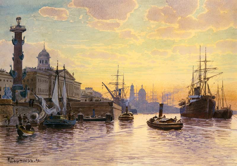 Evening atmosphere over the Newa (saint Petersburg) a Karl Eduardowitsch Geftler