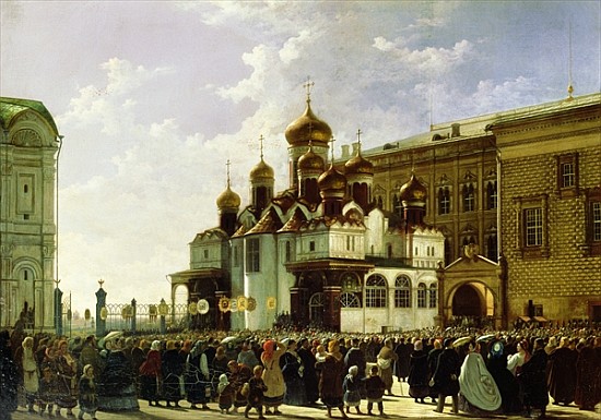 Easter procession at the Maria Annunciation Cathedral in Moscow a Karl-Fridrikh Petrovich Bodri