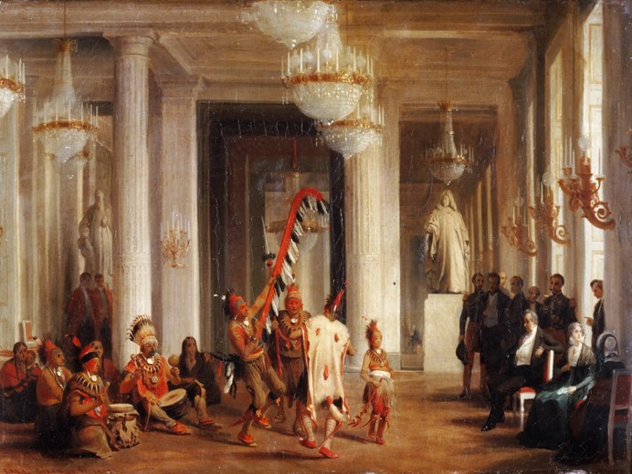 Dance by Iowa Indians in the Salon de la Paix at the Tuileries, Presented by the Painter George Catl a Karl Girardet