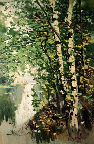 birches at the river a Karl Hagemeister