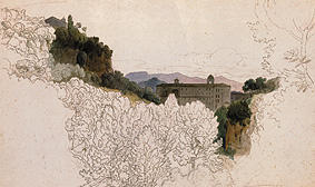 Italian landscape with cloister a Karl Heinrich Dreber