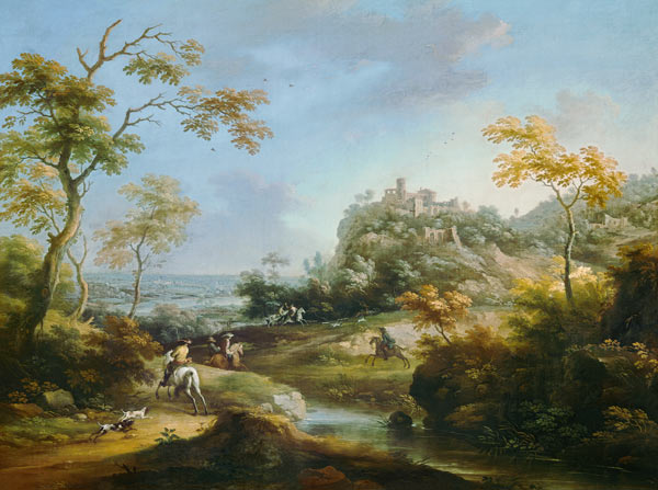 Landscape with stag-hunt. a Karl Ruthart