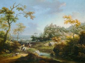 Landscape with stag-hunt.