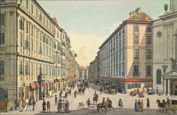 Vienna, Kohlmarkt , Aquatint a Karl Schütz