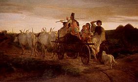 Yoke of oxen returning home a Karoly Lotz