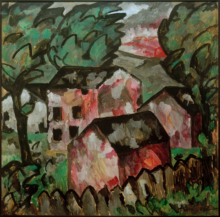 Landschaft mit drei roten Häusern a Kasimir Sewerinowitsch Malewitsch