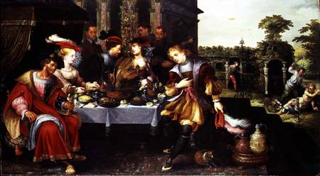 Lazarus at the Rich Man's Table a Kasper or Gaspar van der Hoecke