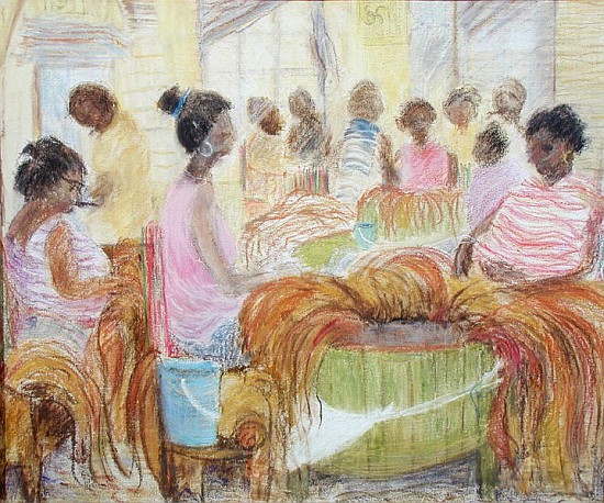 Cigar Factory, Havana (oil & pastel on canvas)  a Kate  Yates