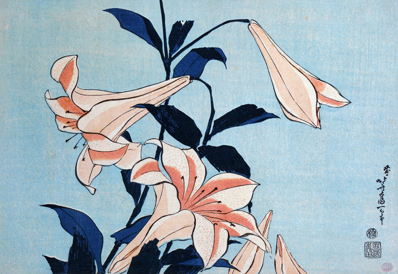 Lilies a Katsushika Hokusai