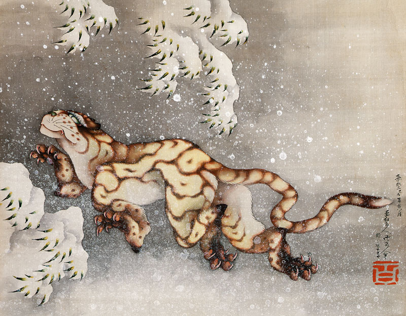 Tiger in a snowstorm a Katsushika Hokusai