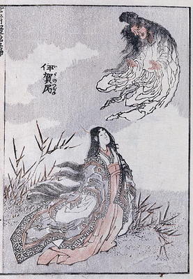 A witch and a woman, from a Manga (colour woodblock print) a Katsushika Hokusai