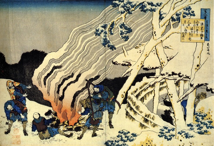 From the series "Hundred Poems by One Hundred Poets": Minamoto no Muneyuki a Katsushika Hokusai