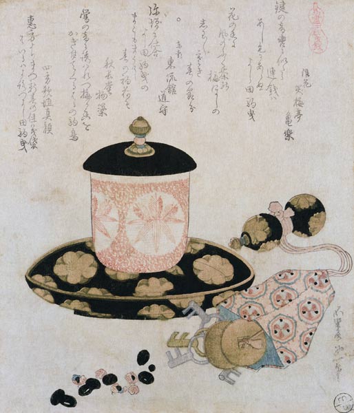 A Pot of Tea and Keys a Katsushika Hokusai