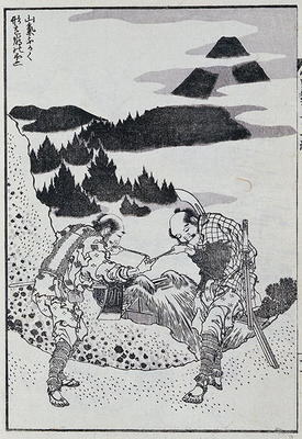 Two men, from a Manga (colour woodblock print) a Katsushika Hokusai