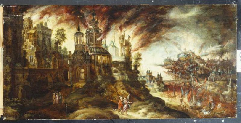The destruction of Sodom and Gomorrha. a Kerstiaen de Coninck (successore)