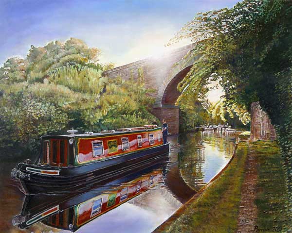 Kate Boat on the Grand Union Canal, 2001 (oil on canvas)  a Kevin 