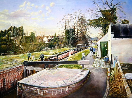 Lowsonford Locks, Stratford Canal, 2001 (oil on canvas)  a Kevin 