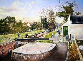 Lowsonford Locks, Stratford Canal, 2001 (oil on canvas) 