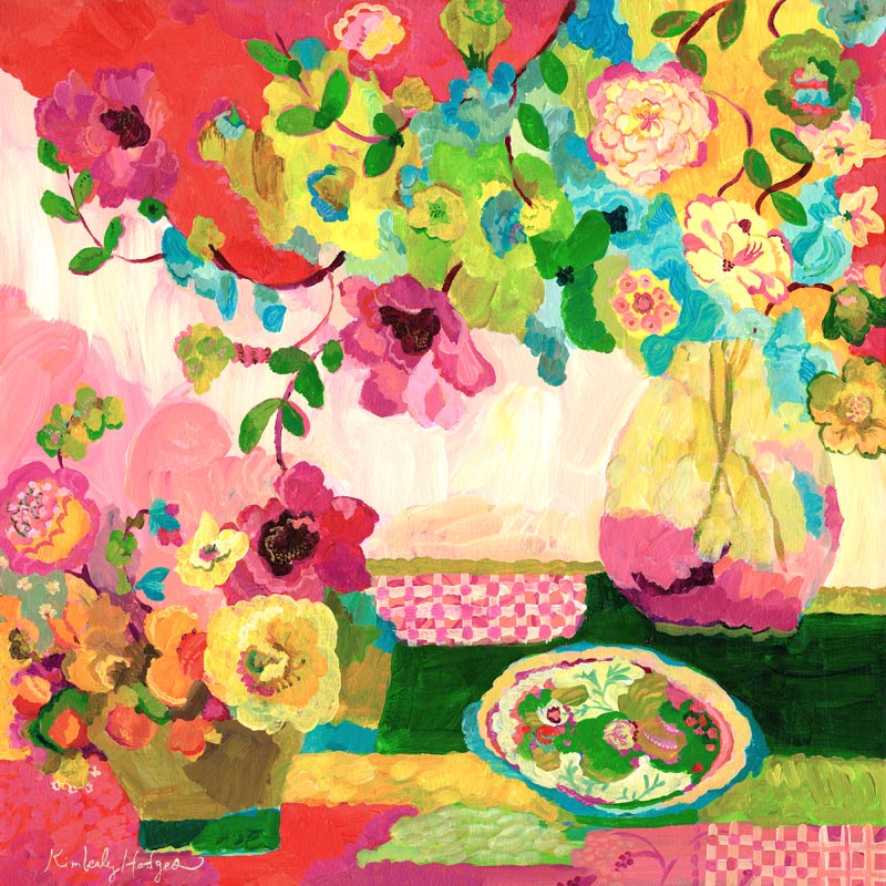 Pink Check Blossoms a Kimberly Hodges
