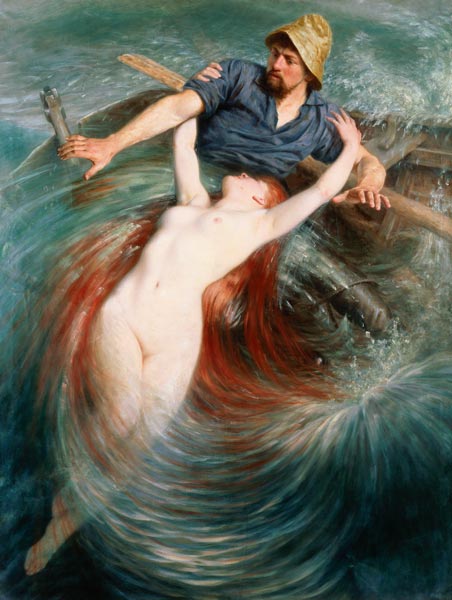 Ein Fischer in den Fängen einer Sirene. a Knut Ekvall