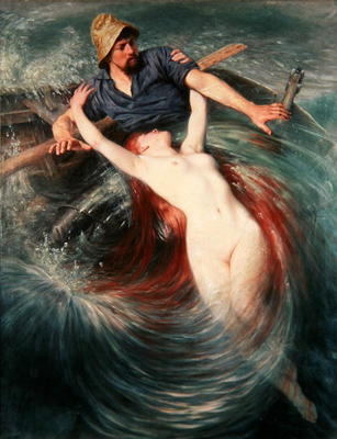The Fisherman and the Siren (oil on canvas) a Knut Ekvall