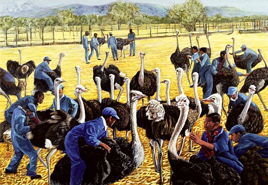 Ostrich Farm, 1988 (gouache on rice paper)  a Komi  Chen