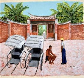 Taking a Rest, 1990 (gouache on silk) 