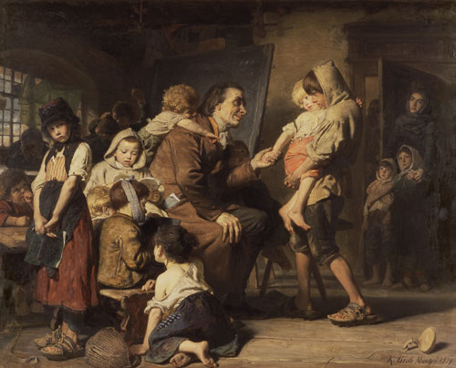 Pestalozzi with the orphans in Stans. a Konrad Grob