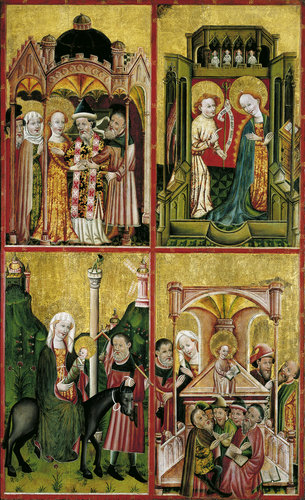 Altarflügel mit der Vermählung Marias, der Verkündigung, der Flucht nach Ägypten und dem 12-jährigen a Konrad von Soest