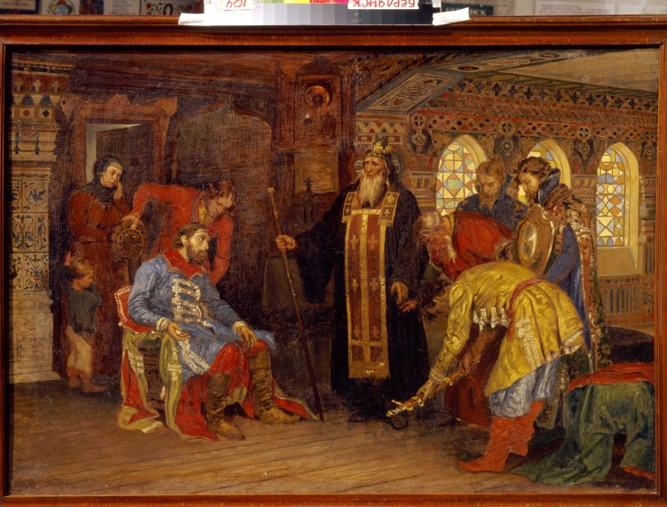 The invitation of the prince Pozharsky to rule over armies for Liberation of Moscow a Konstantin Apollonowitsch Sawizki
