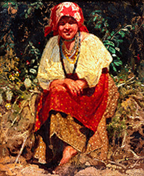 Young girl from Weissrussland (study to the painting 'Anushka') a Konstantin Apollonowitsch Sawizki