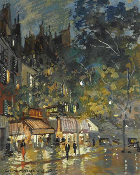Café in Paris by night a Konstantin Alexejewitsch Korowin