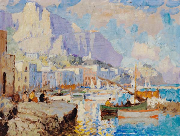 Capri Seascape (oil on panel) a Konstantin Ivanovich Gorbatov