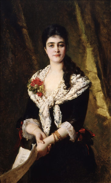 Portrait of the singer A. Panaeva-Kartseva as Tatyana in the opera Eugene Onegin by P. Tchaikovsky a Konstantin Jegorowitsch Makowski