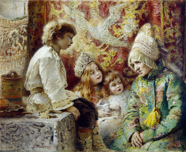 Grandma with Kids (Grandmother's Fairy Tale) a Konstantin Jegorowitsch Makowski