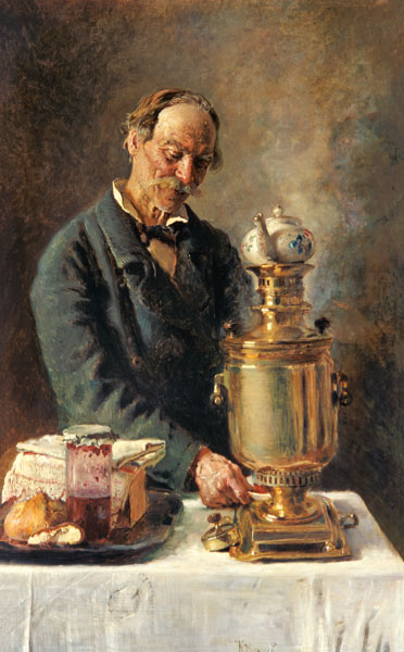 Tea drinker at the samovar a Konstantin Jegorowitsch Makowski