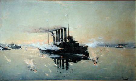 Cruiser 'Askold' fighting on July 28th 1904 in the Yellow Sea a Konstantin Veshchilov