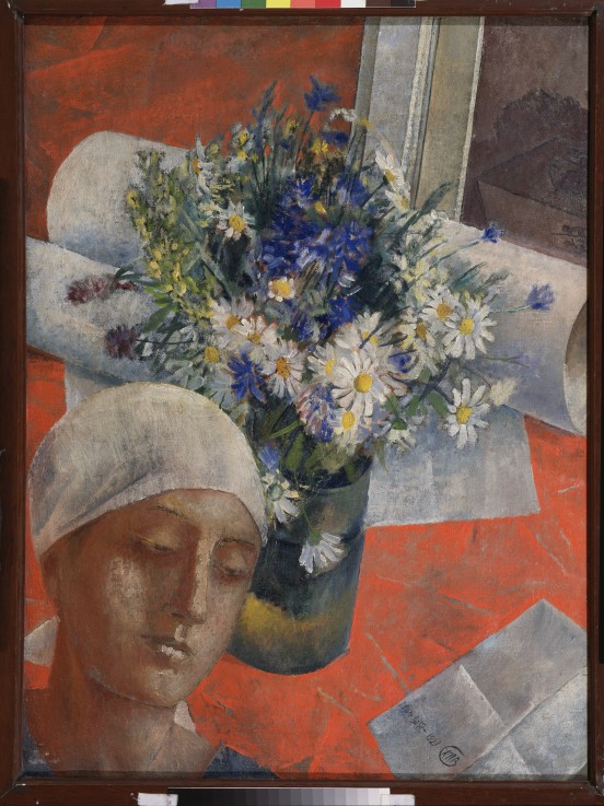 Flowers and a Woman's head a Kosjma Ssergej. Petroff-Wodkin