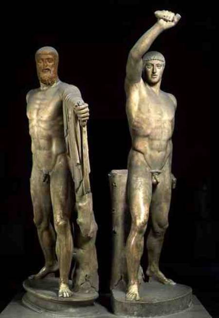 The Tyrannicides, Roman copy of a Greek original a Kritios and Nesiotes