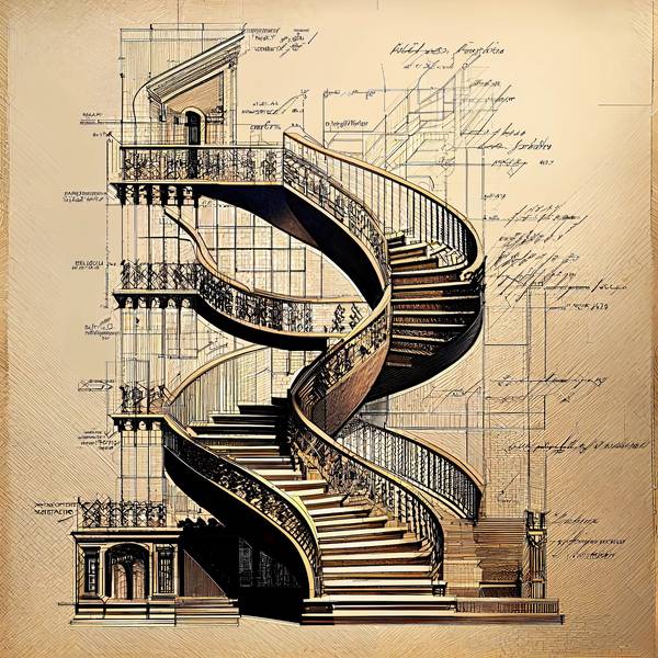 AI failure - this is how AI constructs a spiral staircase a Kunskopie Kunstkopie